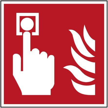 Brady Požární bezpečnostní značka, Polyester, Zelená, Modrá, Červená (RAL 3001-GL), Černá, Žlutá Fire Alarm Call Point