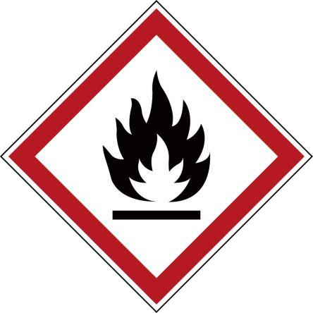 Brady Štítek požární bezpečnosti, Polyester, Černá, Červená (RAL 3001-GL), Zelená, Žlutá, Modrá Flammable ASTM D 1000,