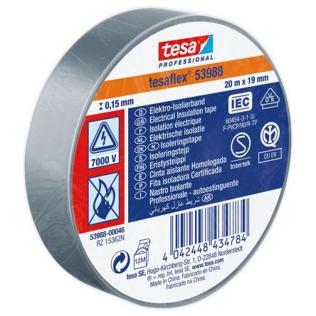 Izolační páska elektro, název: 53988, Bílá, Šedá Polyvinylchlorid 7000 V 19mm x, délka: 20 m tloušťka 150 mm Tesa