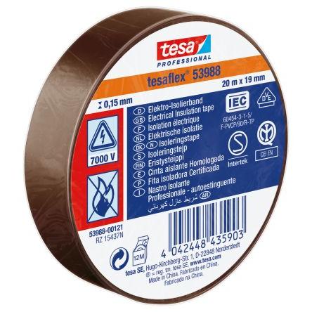 Izolační páska elektro, název: 53988, Hnědá Polyvinylchlorid 7000 V 19mm x, délka: 20 m tloušťka 150 mm Tesa