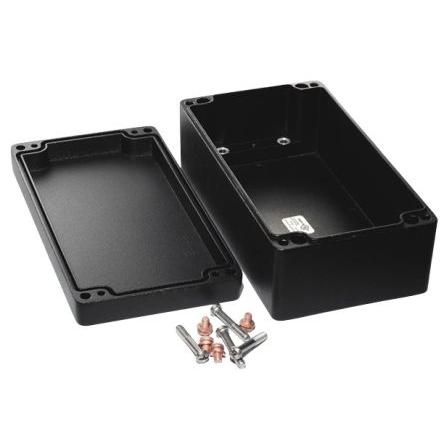 Hammond Pouzdro, řada: 1590Z IP68 S přírubou barva Černá IK08 barva Černá Odlévaný hliník 221 mm 81 mm 120 mm Silikonová