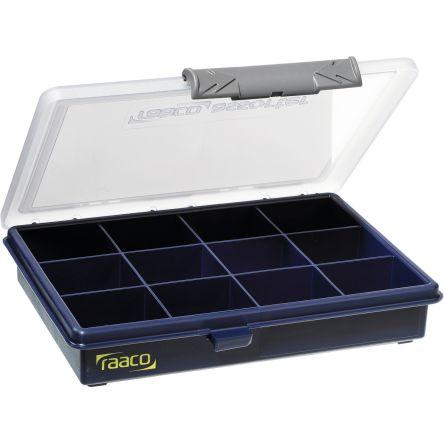 Přihrádková krabice 12 přihrádek Modrá, Průhledné, Polypropylen 32 mm x 175mm x 143 mm Raaco