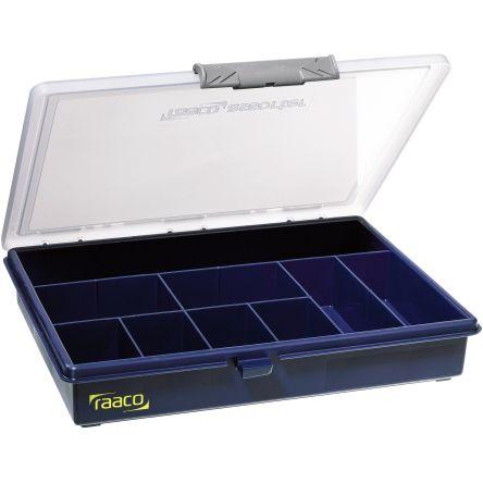 Přihrádková krabice 9 přihrádek Průhledné, Modrá, Polypropylen 43 mm x 240mm x 195 mm Raaco