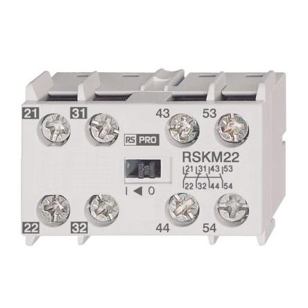 RS PRO Blok pomocných kontaktů 2 NO/2 NC Zaklapávací montáž, rozsah: RS PRO 10 A 690V