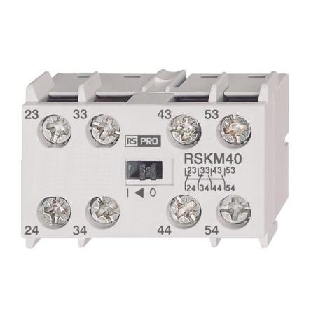 RS PRO Blok pomocných kontaktů 4 NO Zaklapávací montáž, rozsah: RS PRO 10 A 690V