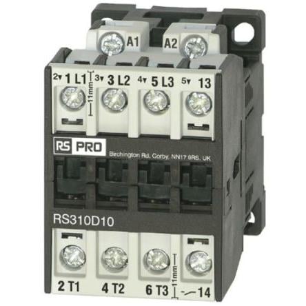 RS PRO Stykač napětí ve vinutí 230V ac 3pólový 14 A 3V, 400 V 5.5 kW Řízení motoru, Samojisticí, rozsah: RS PRO