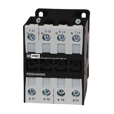 RS PRO Stykač napětí ve vinutí 230V ac 4pólový 24 A 3V, 400 V 11 kW 24V Řízení motoru, Samojisticí, rozsah: RS PRO