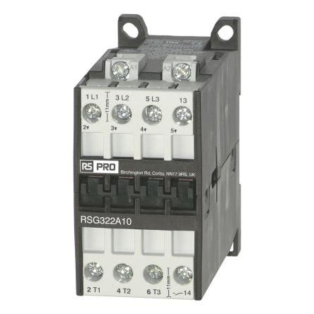RS PRO Stykač napětí ve vinutí 24V dc 3pólový 22 A 3V, 400 V 11 kW Řízení motoru, Samojisticí, rozsah: RS PRO