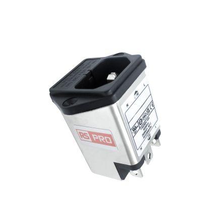 RS PRO Filtr IEC 10A Vnitřní, Montáž na rám, 250V ac, 50Hz, 60 Hz Faston, 85 °C 2, -25 °C