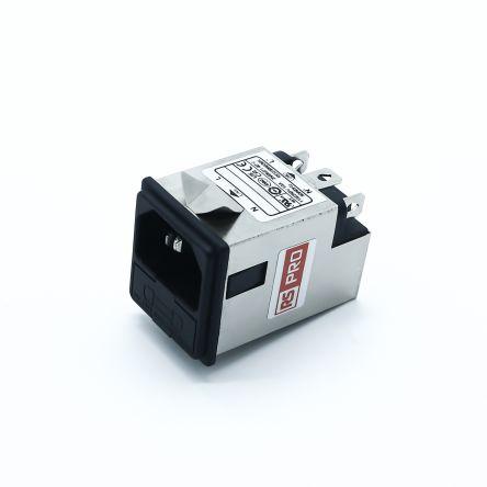 RS PRO Filtr IEC 10A Vnitřní, Montáž na rám, 250V ac, 50Hz, 60 Hz Nasazovací, 85 °C 2, -25 °C