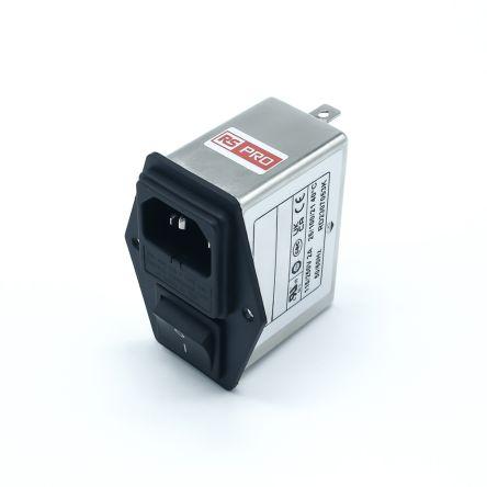 RS PRO Filtr IEC 2A Vnitřní, Montáž na rám, 250V ac 2 póly, 50Hz, 60 Hz Faston, 100 °C 1, -25 °C