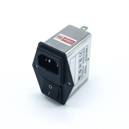 RS PRO Filtr IEC 2A Vnitřní, Montáž na rám, 250V ac 2 póly, 50Hz, 60 Hz Faston, 100 °C 2, -25 °C