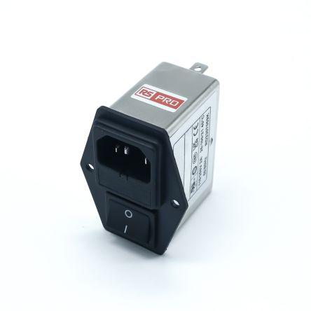 RS PRO Filtr IEC 2A Vnitřní, Montáž na rám, 250V ac 2 póly, 50Hz, 60 Hz Faston, 100 °C 2, -25 °C