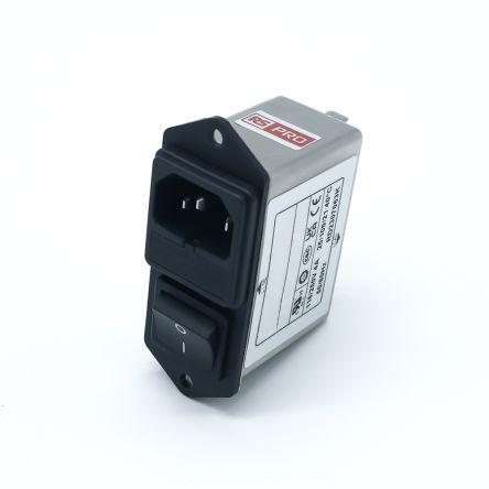RS PRO Filtr IEC 4A Vnitřní, Montáž na rám, 250V ac 2 póly, 50Hz, 60 Hz Faston, 100 °C 1, -25 °C