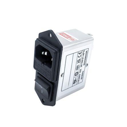 RS PRO Filtr IEC 10A Vnitřní, Montáž na rám, 250V ac 2 póly, 50Hz, 60 Hz Faston, 100 °C 2, -25 °C