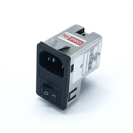 RS PRO Filtr IEC 1A Vnitřní, Montáž na rám, 250V ac 2 póly, 50Hz, 60 Hz Nasazovací, 100 °C 1, -25 °C
