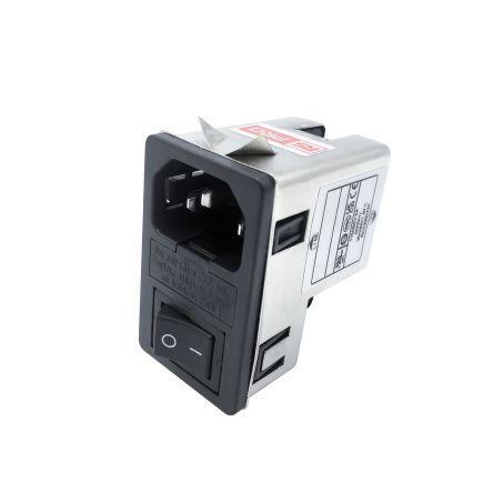 RS PRO Filtr IEC 6A Vnitřní, Montáž na rám, 250V ac 2 póly, 50Hz, 60 Hz Nasazovací, 100 °C 1, -25 °C