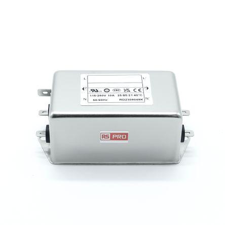 Silnoproudý filtr, 4700 pF, 250V ac, 50Hz, 60 Hz, Montáž na rám 4.5 mH, Fast-On, 10 A, počet fází: 1, 1 mA, RS PRO, 2,
