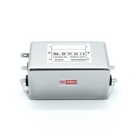 Silnoproudý filtr, 4700 pF, 250V ac, 50Hz, 60 Hz, Montáž na rám 7.8 mH, Fast-On, 6 A, počet fází: 1, 1 mA, RS PRO, 2,