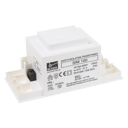 Transformátor pro montáž na podvozek 100 VA, počet výstupů: 2, sekundární napětí: 2 x 12 V ac Block