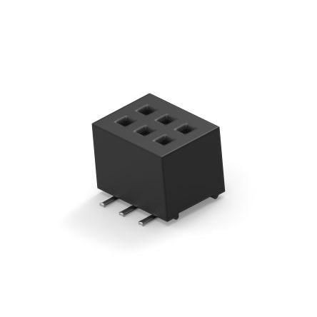 Patice PCB, řada: 1MM-R, orientace těla: Svislé, rozteč: 1 mm Deska-deska, počet kontaktů: 6, počet řad: 2, Deska