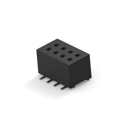 Patice PCB, řada: 1MM-R, orientace těla: Svislé, rozteč: 1 mm Deska-deska, počet kontaktů: 8, počet řad: 2, Deska
