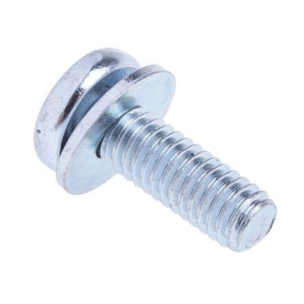 RS PRO Šroub s podložkami, Lesklý zinek, Ocel Kónická, délka: 12 mm Obyčejný