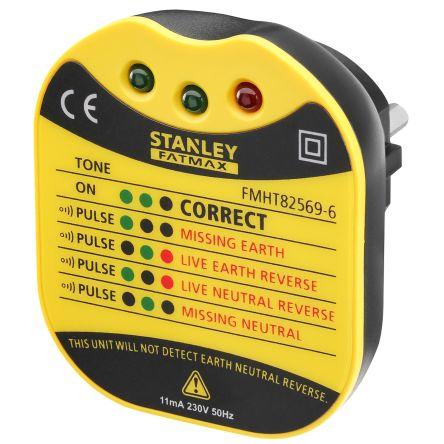 Zkoušečka zásuvek, číslo modelu: FMHT82569-6 Stanley 230V ac, úroveň kategorie: CAT 0, CAT II