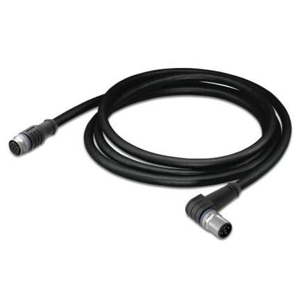 Kabel pro snímače a ovladače, A: Vnitřní, A: M12, Rovný 4, B: Zástrčka M12, B: Vnější, 250V 4, IP67, řada: 756 WAGO 1 m