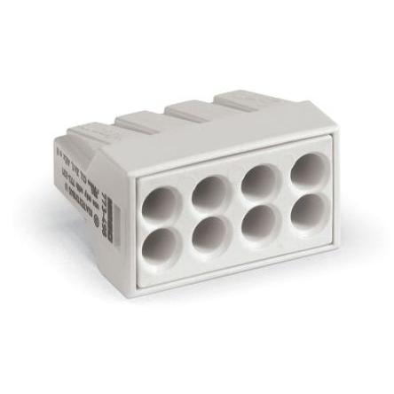 WAGO Konektor rozvodné skříně, řada: 773 0.75mm², 2.5 mm² Světle šedá, počet cest: 8 24A, 14AWG, 18 AWG, 550V Zásuvný