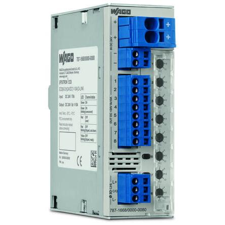 WAGO Elektronický jistič, řada: 787, počet kanálů: 8, 10A Lišta DIN, šířka: 42mm, hloubka: 142.5 mm, délka: 127 mm, 15 A
