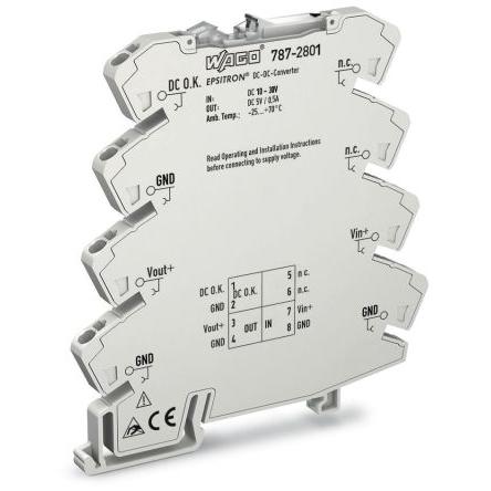 WAGO Měnič DC/DC 787, výstup: 5V dc 24 V dc, Vin 24V dc 500 mA, Vin 24V dc 2.5 W -25 °C 70 °C Lišta DIN