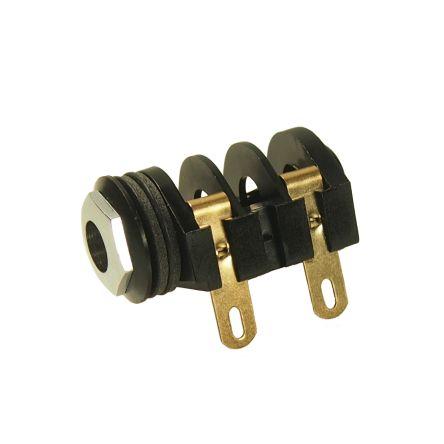 RS PRO Konektor jack, Montáž do panelu, Zásuvka jack, Pájecí kontakt Vnitřní, 6.35 mm 5A barva Černá, orientace těla: