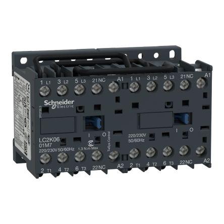 Schneider Electric 1 NC Reverzační stykač napětí ve vinutí 24V ac 3pólový 6 A 690V ac 3 kW s 3 NO kontakty 24V ac Řízení