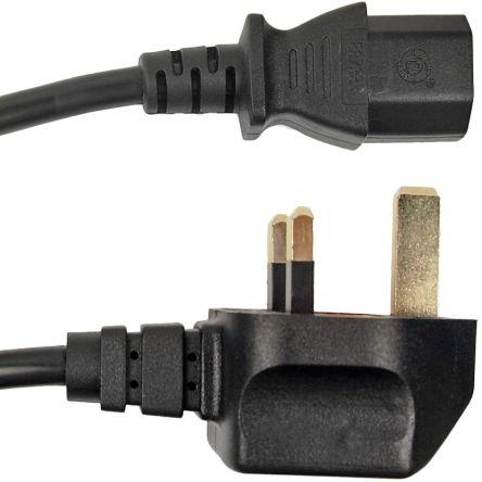 Napájecí šňůra 2 m, Černá, A: Zástrčka, B: IEC C13 Polyvinylchlorid, 250V RS PRO