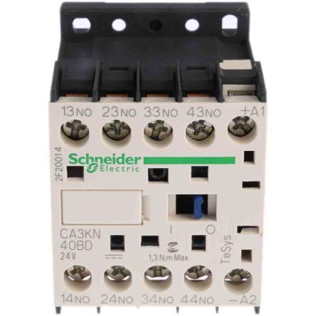 Schneider Electric 4 NO Stykač napětí ve vinutí 24V 4pólový 10 A 690V ac 250 VA s 4 NO kontakty 24V Řídicí relé, rozsah: