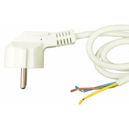 Napájecí šňůra 2 m, Bílá, A: CEE 7/7, B: Bez koncovky Polyvinylchlorid, 250V RS PRO