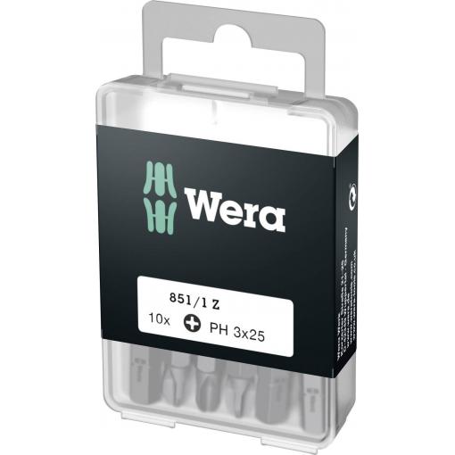 Wera 851/1 Z DIY SiS 05072402001 křížový bit PH 3 nástrojová ocel legováno, vysoce pevné D 6.3 10 ks