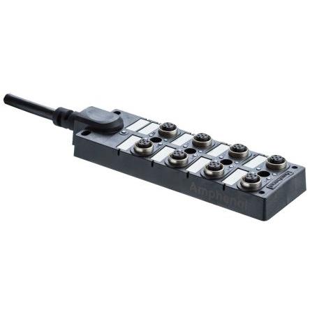 Amphenol Industrial Rozváděč M12, řada: DB12-5A8CAB-DPS7BXX 8cestná, 30V 12A M12
