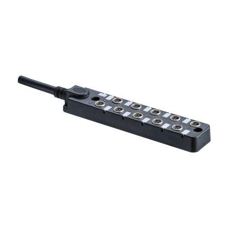 Amphenol Industrial Rozváděč M8 s kabelem, řada: DB8-3A8CAB-SPS7BXX 8cestná 99m kabel, 30V 6A Dámské, M8