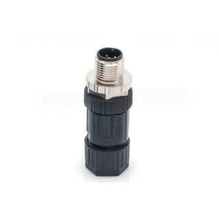 počet kontaktů: 4, velikost: M12 Amphenol Industrial, pohlaví kontaktu: Vnější, orientace těla: Rovný Zástrčka, řada: M,