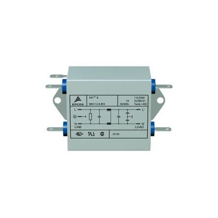 Filtr EMC, řada: B84112B, 250V ac, 50Hz, 60 Hz, Průchozí otvor, Jazýček, 20 A, počet fází: 3, 369 μA, TDK, UL1283, RoHS,