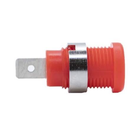 Mueller Electric Banánkový konektor, 4 mm, 1kV, 35A, Červená, Vnější Pájecí očko, materiál kontaktu: Mosaz, pokovení