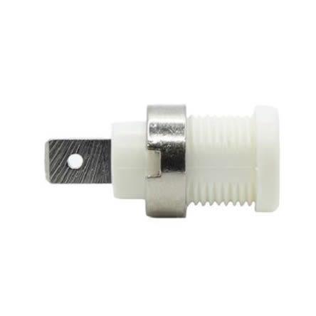 Mueller Electric Banánkový konektor, 4 mm, 1kV, 35A, Bílá, Vnější Pájecí očko, materiál kontaktu: Mosaz, pokovení