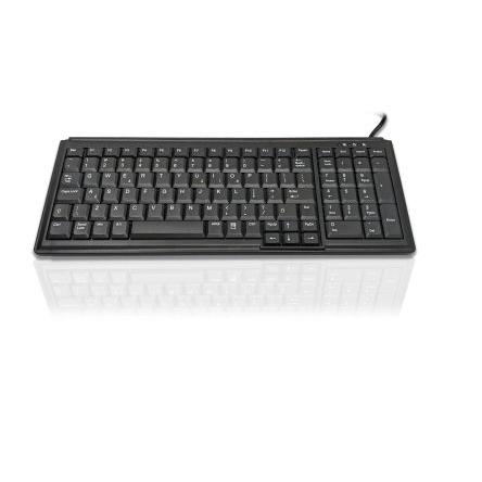 Klávesnice, model: KYB500-K103, Kabelový, Černá, USB, PS2 Kompaktní QWERTY (USA) x 20 mm x 370mm Ceratech