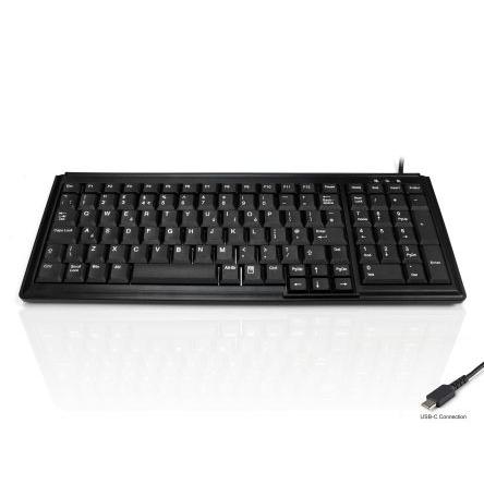 Klávesnice, model: KYB500-K103, Kabelový, Černá, USB Kompaktní QWERTY (Velká Británie) x 20 mm x 370mm Ceratech