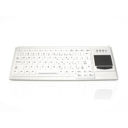 Klávesnice s touchpadem, model: KYB500-K82F-UB, Kabelový, Bílá, USB Kompaktní QWERTY (Velká Británie) x 20 mm x 370mm