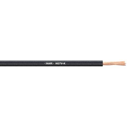 Zapojovací vodič, řada: H07V-K plocha průřezu 16 mm², typ kabelu: Jednožilový, prameny vodičů: 1 x 1 mm, Černá, 450V,