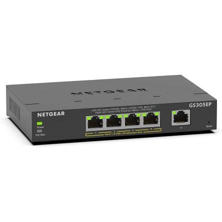 Ethernetový přepínač, model: GS305EP 5portový Netgear Inteligentní Napájení přes síť Ethernet