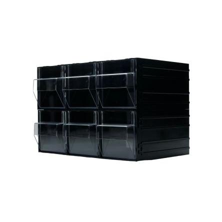 Skladovací jednotka se zásuvkami 6 Průhledné, Černá Polystyren Průhledné zásuvky 225 mm x 338mm x 225 mm RS PRO